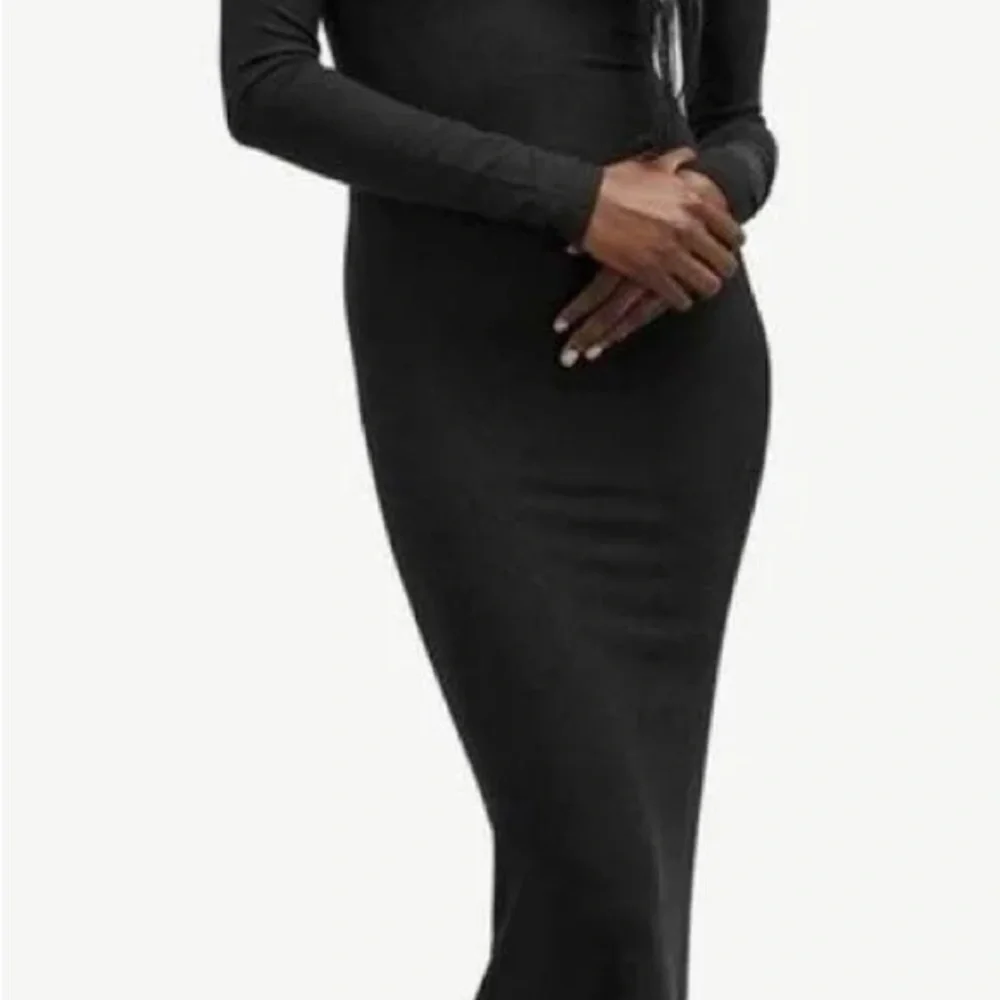 SKIMS Black Ribbed Long Sleeve Fitted Maxi Dress - Picture 2 of 3